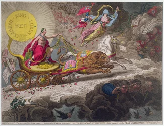 Light Expelling Darkness - Evaporation of Stygian Exhalations, or The Sun of the Constitution rising superior to the Clouds of Opposition, published by Hannah Humphrey in 1795